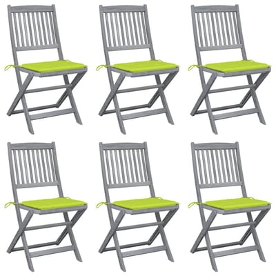 vidaXL - Inklapbare - stoelen - 6 - st - met - kussens - massief - acaciahout