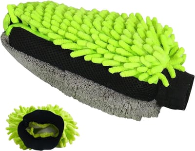 Microvezel Washandschoen - Chenille Reiniger - Auto Reinigen - Dubbelzijdig Absorberend - 19 x 26 cm - Groen