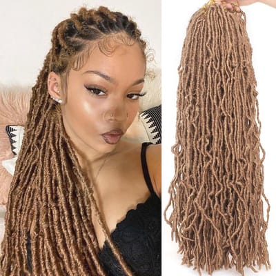 Kunstlokken 71 cm Gehaakt Haar - Synthetisch Haar, 7 Stuks - Natuurlijke Zwarte Kleur, Zachte Lokken, Lange Rommelige Lokken, Gehaakte Vlechten