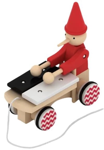Twindle Houten Trekspeelgoed Pinocchio met Xylofoon - Montessori Speelgoed Baby & Peuter - Trekfiguur 1 Jaar - Stimuleert Lopen & Motoriek - Duurzaam Hout