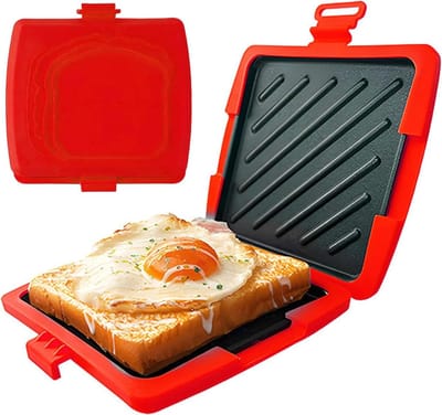 Sandwichmaker - Broodpers Tosti Maker - Snelle Maaltijden Maken - Magnetron Veilig - 17 cm breed - Rood