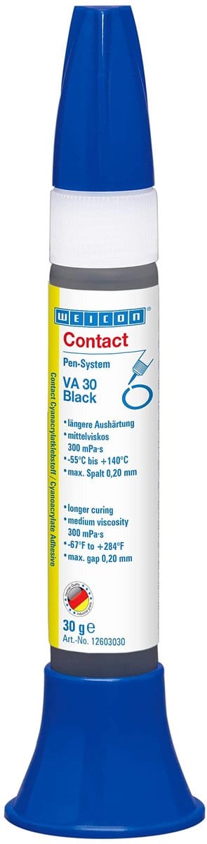 WEICON Contact VA 30 – Zwarte cyanoacrylaatlijm 30g – Rubber & kunststof