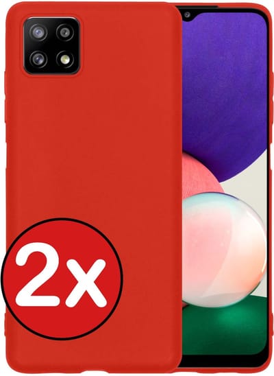 Hoesje - 2 Stuks - Geschikt voor Samsung Galaxy A22 4G - Sterk & Shockproof - Telefoonhoes - Back Cover - Case Siliconen - Telefoon Hoes - Rood