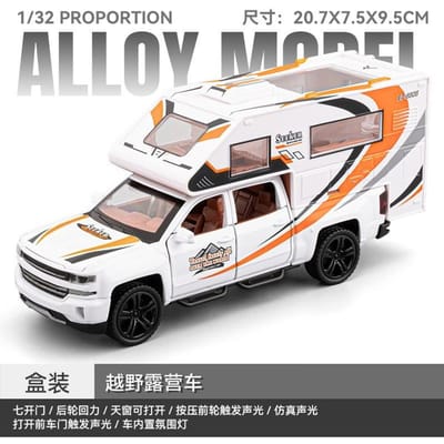 1:32 Kampeerauto Reis RV Legering Auto Diecasts & Speelgoedvoertuigen Metalen Speelgoedauto Model Geluid En Licht Collectie Kinderspeelgoed