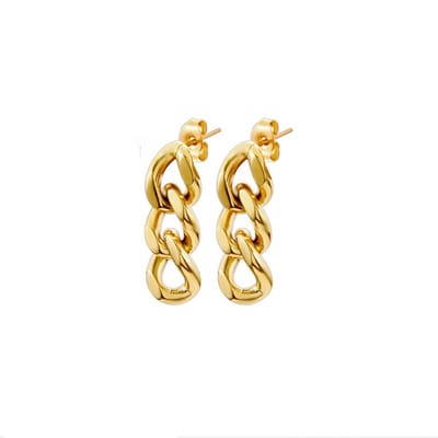 Tibri 542 - Stainless steel oorbellen - goudkleurig - Oorhangers