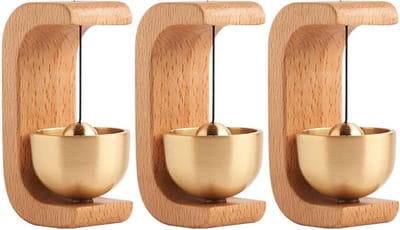Houten Deurbel Set - Entree Decoratie - Winkel Welkom - Magnetische Bevestiging - 7.5x4x3 cm - Lichtbruin