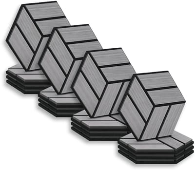 Homestyle4u Akoestisch paneel - 16 stuks - Grijs - Zeshoek