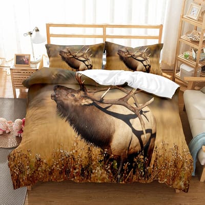 Wildlife Eland Koning Koningin Dekbedovertrek Mooie Hert Hert Beddengoed Set Hert Wilde Dieren Thema Quiltovertrek Polyester Dekbedovertrek 200x230cm 3pcs