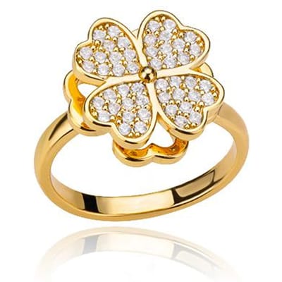 Zirkonia Draaibare Klavertje Vier Angst Ringen Voor Vrouwen Roestvrij Staal Anti-Stress Fidget Spinner Ring Esthetische Sieraden Cadeau beige