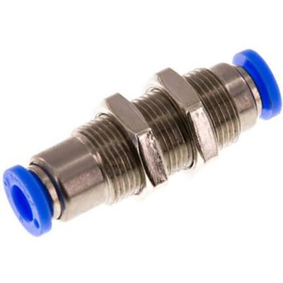 6mm Zelfsluitende Insteekkoppeling Vernikkeld Messing/PBT Schotdoorvoer 0-10 bar