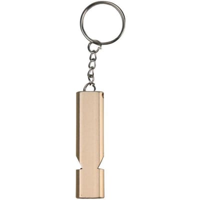 1 stuks Multifunctionele Aluminium Noodoverlevingsfluitje Draagbare Sleutelhanger Buitengereedschap Opleidingsfluitje Kamperen Wandelen beige