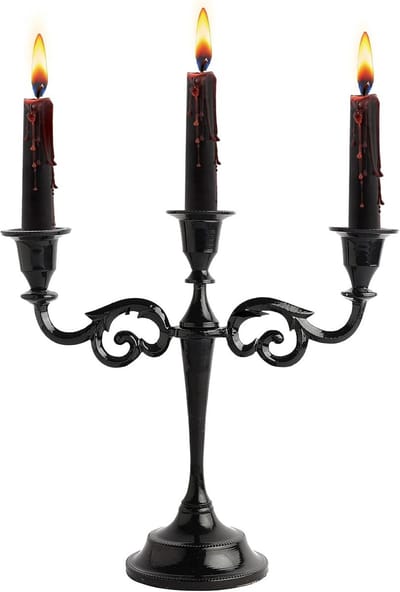 Drie-Arms Kandelaar Hoog Glanzend Zwart Tafel Decoratie