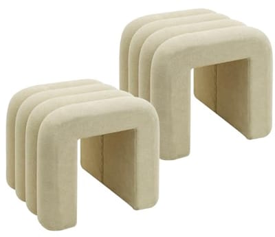 Moderne Poefs Set van 2 - Beige