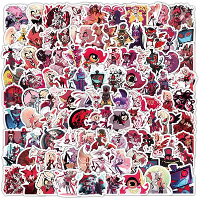 1050 100Stuks Cartoon Animatie Hazbin-El Stickers Telefoonhoes Helm Gitaar Koelkast Laptop Hell Inn Sticker Groothandel gray