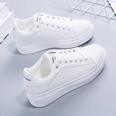 Schoenen voor Dames Dagelijkse Veterschoenen Casual Schoenen Comfortabele Zachte Zool Sneakers Dames Vrouwelijke Plateauschoenen Zapatos De Mujer 35 white