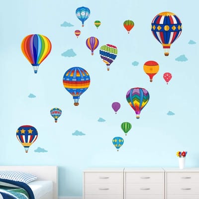 Cosensi - Dailygoody - Muurtattoo - Heteluchtballonnen - Kleurrijke muursticker - Decoratie voor kinderkamer - Wanddecoratie - Geschikt voor woonkamer, slaapkam