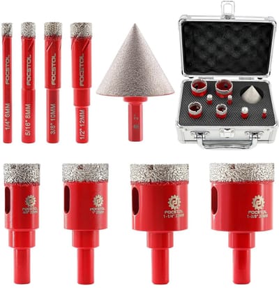 Diamant Kernboren Set - Gatzaag Kit - Tegels Boren - 9 Delig Inclusief Afschuining - 6-35mm