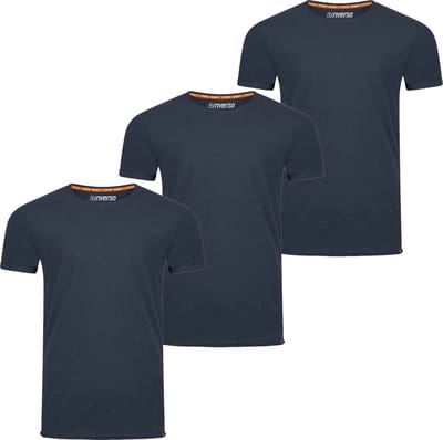 riverso Heren T-Shirt RIVLenny O-Neck 3er Pack regular fit Blauw S Ronde Hals Volwassenen - gemaakt van 100% katoen