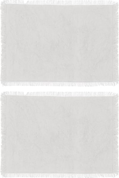 Secret de Gourmet placemats Kenya - 4x - wit - 45 x 30 cm - katoen - met franjes