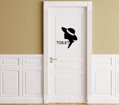 Sticker voor toilet dames met silhouette vrouw zwart | Rosami