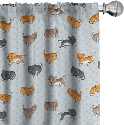 ABAKUHAUS Voorhangen – 2x75x175 cm – Microvezel – Lichtblauw/Multicolor