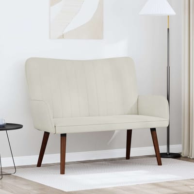 vidaXL - 2-Zits - Sofa - Crèmekleurig - 115 - x - 61 - x - 87 - cm - fluweel