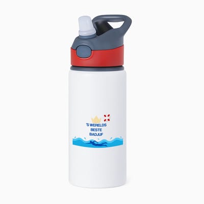 Hacebo® - Badjuf cadeau - waterfles met rietje rood - Badjuf - Badjuffen en badmeesters - Cadeau badjuf - zwemmen - zwemdiploma - cadeau - kado - gift - geschenk - moederdag - lifeguard - water fles - 650ML