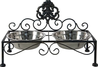 Clayre & Eef Voerbak hond 39x19x25 cm Zwart IJzer