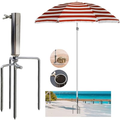 SnelShoppen - Grondpen Parasol, Parasolstandaard voor Strand en Tuin, Afneembare Parasolvoet, Gazondoorn voor Visparaplu, Stevig en Duurzaam, Ideaal v
