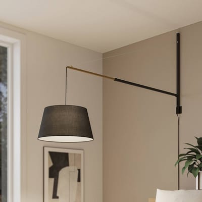 Lucande wandlamp Beleza, hoogte 150 cm, uitschuifbaar, textiel