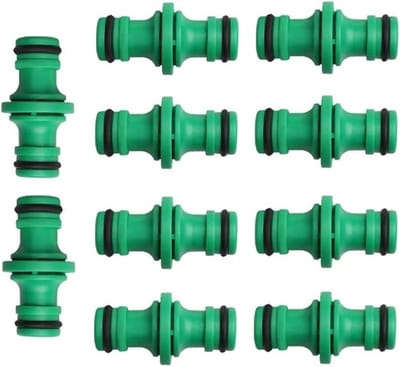 Dubbele stekkers slangconnector-verlenger - 10 stuks - groen - autowassen - tuinslang verbindingen