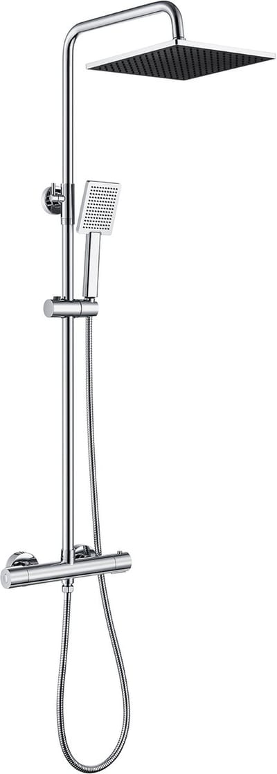 Auralum max Regendouche Met Thermostaatkraan - 10 inch Douchekop - Doucheset - Regendoucheset - Waterbesparend - Verstelbare Hoogte 88-124,5 cm - Chroom