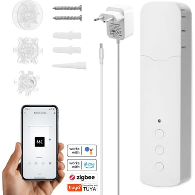 Tuya ZigBee TM616EGZT moteur de rideau de perles de traction Intelligent maison intelligente hôtel électrique EU Plug white