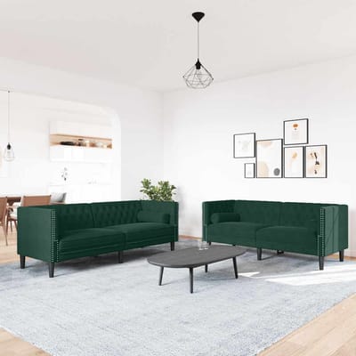vidaXL - 2-delige - Loungeset - Chesterfield - en - bolsters - fluweel - donkergroen