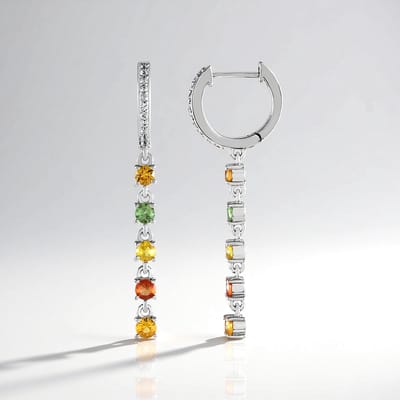 Cavill - Zilveren Oorbellen met 1,158 Ct Madagaskar Saffieren & Pavé Zirkonia - 925 Sterling Zilver Geplatineerd - Elegante, Ronde 40mm Luxe Sieraden