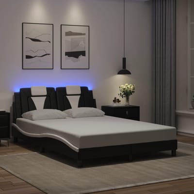 vidaXL - Bedframe - "Viana" - met - LED - zonder - matras - zwart - en - wit - 120x200 - cm