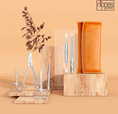 Nippes Solingen Manicure Pedicure etui 6-delig RVS - Cognac - Bruin leren Etui - Handgemaakt - 25 jaar garantie