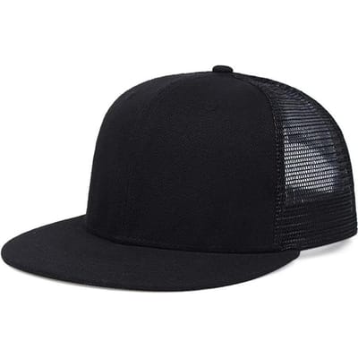 Casquette de baseball tendance pour homme, en maille vierge, camouflage, couleur unie, style hip-hop, sport de plein air, visière, snapback, casquette de camionneur black