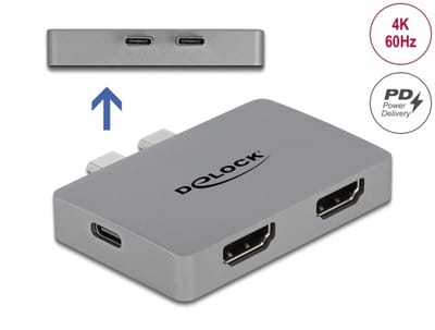 Delock Dual HDMI Adapter with 4K 60 Hz and PD 3.0 for MacBook