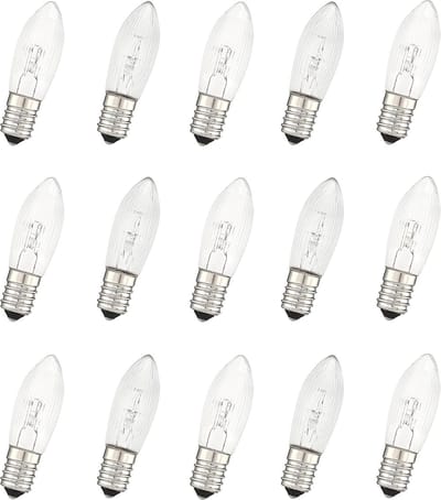 SnelShoppen - 15 x E10 Vervangende Lampen Warm Wit 3W voor Kaarsen, Kerstverlichting, Lichtkettingen en Candle Arch - 2700K (12V)