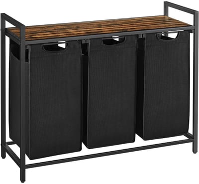 mavoa® wasmand 3 vakken - wassorteerder - wasmand met deksel kunsstof 92.5x33x71