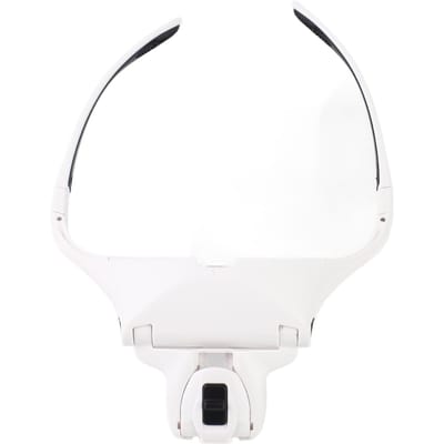 Loupe de Lecture avec Lumière LED et Bandeau Loupe de Tête avec 5 Lentilles 1.0X 1.5X 2.0X 2.5X 3.5X blanc