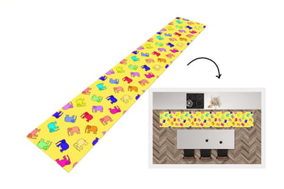 Keukenloper - Loper keuken - Olifant - Geel - Patronen - 300x50 cm - Keukenloper vinyl