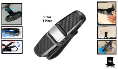 Bob Online™ - 1 Stuk – Zwart - Universal Autozonneklep-brillenhouder - ABS-Kunststof Volledig Recyclebaar - Geen Beschadigde Brillen Meer - Milieuvriendelijk - 34 gram - (L)9.8cmx(B)2.6cmx(H)4.3cm – 1 Piece – Black Universal Sun Visor Spectacles Clip