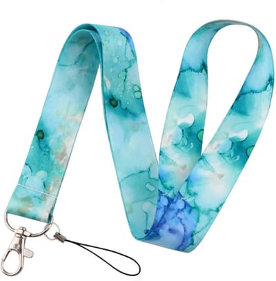 Travel Cords - Keycord Watercolor Turquoise - stevig lanyard - sleutelhanger - sleutelkoord - met telefoonkoord - sleutels
