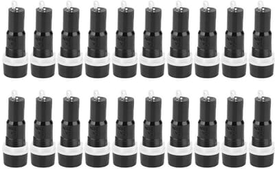 Dailygoods - Fusehouder - 10 A / 250 V - 20 stuks - Zwart - Voor glasbuizen - Compact en betrouwbaar - Geschikt voor diverse toepassingen