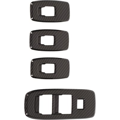 4 STUKS Auto Raambedieningspaneel Cover ABS Koolstofvezel Patroon Lift Schakelaar Knop Sticker black