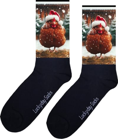 Kerst - Kip - Verjaardag cadeau - Grappige sokken - Print sokken - Leuke sokken voor heren en dames - Moederdag - Vaderdag - Cadeau voor hem en haar - Kerstcadeau - Vrolijke sokken - Valentijns cadeau - Sokken waar je vrolijk van wordt - 37-44