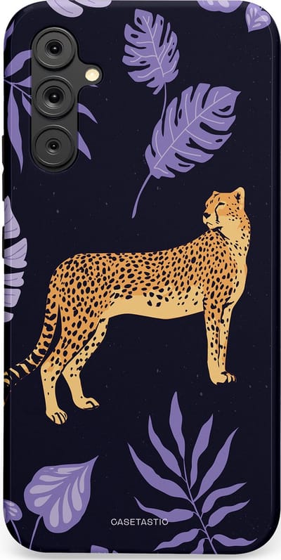 Casetastic Hoesje Geschikt voor Samsung A34 (5G) - Stijlvolle Beschermende Duo-layer Case - Cheetah snelheid