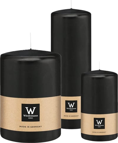 Wiedemann Cilinderkaarsen/stompkaarsen - set van 3 - zwart - 7x13/10x15/7x20 cm